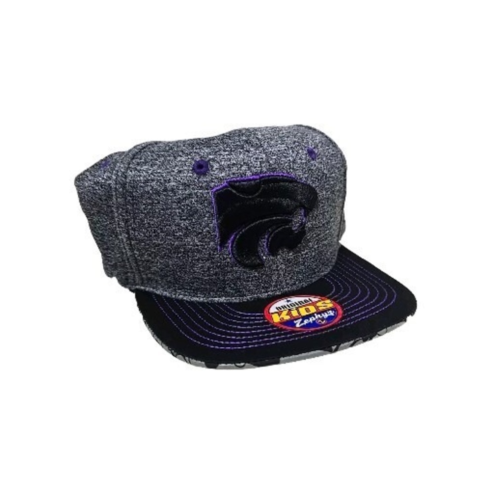 Zephyr Kansas State Wildcats Flex Fit Snapback Hat Youth Kids Cap Gray Purple